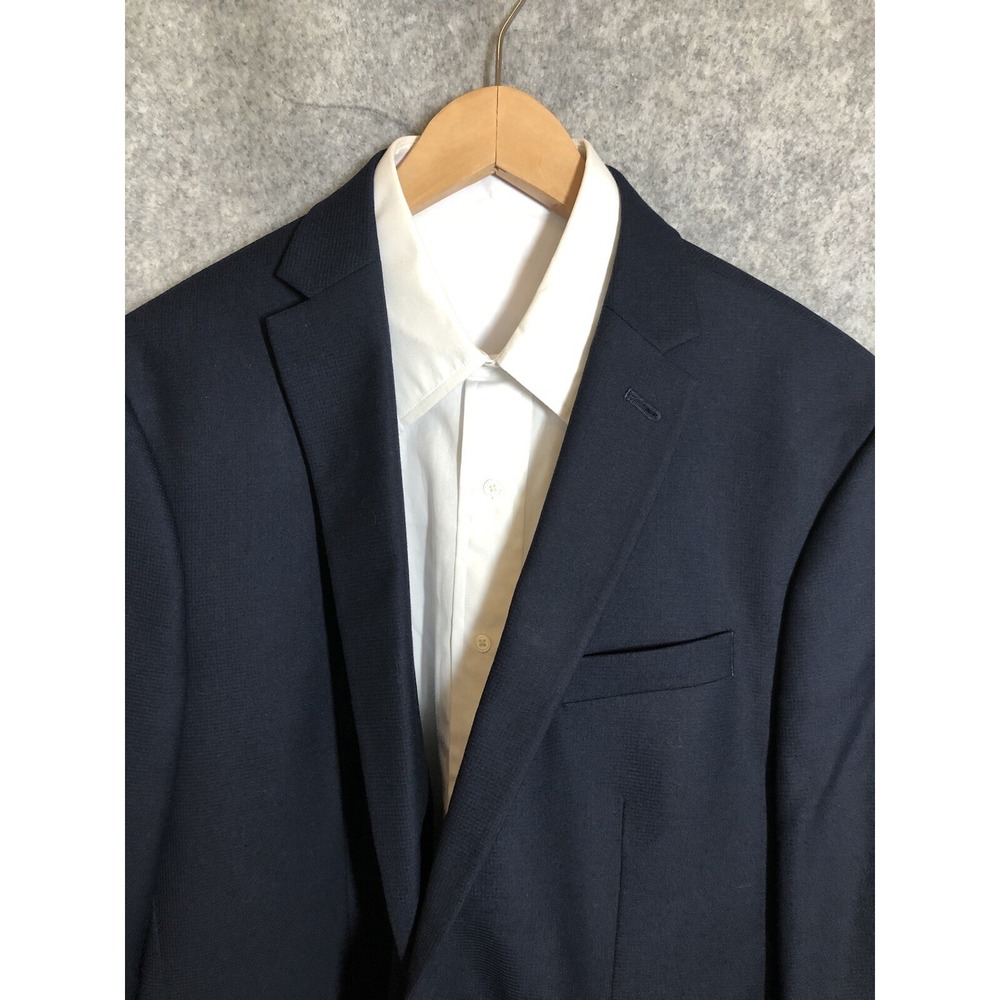 Kenneth Cole Blazer 42L Blue Sport Coat Jacket Techni-Cole Reaction Business